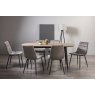 Gallery Collection Vintage Weathered Oak 6 Seater Table & 6 Mondrian Grey Velvet Chairs