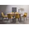 Gallery Collection Vintage Weathered Oak 6 Seater Table & 6 Mondrian Mustard Velvet Chairs