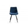 Gallery Collection Vintage Weathered Oak 6 Seater Dining Table with Peppercorn Legs & 6 Seurat Blue Velvet Fabric Chairs with Sand Black Powder Coated Legs
