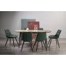 Gallery Collection Vintage Weathered Oak 6 Seater Table & 6 Seurat Green Velvet Chairs