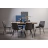 Gallery Collection Vintage Weathered Oak 6-8 Seater Table & 6 Mondrian Dark Grey Faux Leather Chairs