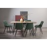 Gallery Collection Vintage Weathered Oak 6-8 Seater Table & 6 Seurat Green Velvet Chairs