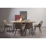 Gallery Collection Vintage Weathered Oak 6-8 Seater Dining Table with Peppercorn Legs & 6 Seurat Tan Faux Suede Fabric Chairs with Sand Black Powder Coated Legs