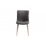 Premier Collection Oakham Scandi Oak 6-8 Seater Table - Dark Grey Legs & 6 Eriksen Dark Grey Faux Leather Chairs