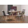 Gallery Collection Dansk Scandi Oak 4 Seater Dining Table & 4 Eriksen Grey Velvet Fabric Chairs with Grey Rustic Oak Effect Legs