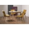 Premier Collection Dansk Scandi Oak 4 Seater Table & 4 Eriksen Mustard Velvet Chairs