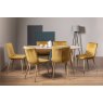 Gallery Collection Dansk Scandi Oak 6 Seater Dining Table & 6 Eriksen Mustard Velvet Fabric Chairs with Grey Rustic Oak Effect Legs