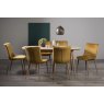 Gallery Collection Dansk Scandi Oak 6-8 Seater Table & 6 Eriksen Mustard Velvet Chairs