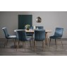 Gallery Collection Dansk Scandi Oak 6-8 Seater Table & 6 Eriksen Petrol Blue Velvet Chairs