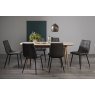 Gallery Collection Dansk Scandi Oak 6-8 Seater Dining Table & 6 Mondrian Dark Grey Faux Leather Chairs with Sand Black Powder Coated Legs