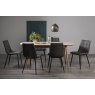 Gallery Collection Dansk Scandi Oak 6-8 Seater Table & 6 Mondrian Dark Grey Faux Leather Chairs