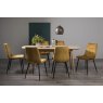Gallery Collection Dansk Scandi Oak 6-8 Seater Dining Table & 6 Mondrian Mustard Velvet Fabric Chairs with Sand Black Powder Coated Legs