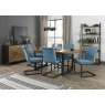Signature Collection Indus Rustic Oak 6-8 Seater Table & 6 Lewis Petrol Blue Velvet Cantilever Chairs