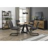 Signature Collection Indus Rustic Oak 4 Seater Table & 4 Lewis Distressed Dark Grey Fabric Cantilever Chairs