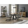 Signature Collection Indus Rustic Oak 4 Seater Dining Table with Peppercorn Legs & 4 Lewis Grey Velvet Cantilever Chairs with Sand Black Powder Coated Frame