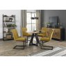 Signature Collection Indus Rustic Oak 4 Seater Dining Table with Peppercorn Legs & 4 Lewis Mustard Velvet Cantilever Chairs with Sand Black Powder Coated Frame