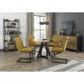 Signature Collection Indus Rustic Oak 4 Seater Table & 4 Lewis Mustard Velvet Cantilever Chairs