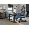 Signature Collection Tivoli Weathered Oak 4-6 Seater Dining Table with Peppercorn Legs & 4 Lewis Petrol Blue Cantilever Chairs with Sand Black Powder Coated Frame