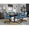 Signature Collection Tivoli Weathered Oak 6-8 Seater Dining Table with Peppercorn Legs & 6 Lewis Petrol Blue Cantilever Chairs with Sand Black Powder Coated Frame