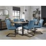 Signature Collection Tivoli Weathered Oak 6-8 Seater Table & 6 Lewis Petrol Blue Cantilever Chairs