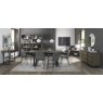 Signature Collection Tivoli Weathered Oak 6-8 Seater Dining Table with Peppercorn Legs & 6 Mondrian Grey Velvet Chairs with Sand Black Powder Coated Legs