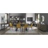 Signature Collection Tivoli Weathered Oak 6-8 Seater Table & 6 Mondrian Mustard Velvet Chairs