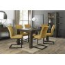 Premier Collection Turin Dark Oak 6-8 Seater Table & 6 Lewis Mustard Velvet Cantilever Chairs