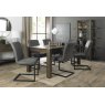 Premier Collection Turin Dark Oak 6-10 Seater Dining Table & 6 Lewis Distressed Dark Grey Fabric Cantilever Chairs with Sand Black Powder Coated Frame