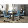 Premier Collection Turin Dark Oak 6-10 Seater Dining Table & 6 Lewis Petrol Blue Cantilever Chairs with Sand Black Powder Coated Frame