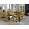 Premier Collection Turin Light Oak 6-8 Seater Dining Table & 6 Lewis Mustard Velvet Cantilever Chairs with Sand Black Powder Coated Frame