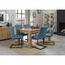 Premier Collection Turin Light Oak 6-8 Seater Dining Table & 6 Lewis Petrol Blue Cantilever Chairs with Sand Black Powder Coated Frame