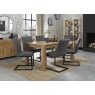 Premier Collection Turin Light Oak 6 Seater Dining Table & 6 Lewis Distressed Dark Grey Fabric Cantilever Chairs with Sand Black Powder Coated Frame