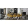 Gallery Collection Vintage Weathered Oak 6-8 Seater Table & 8 Dali Mustard Velvet Chairs