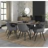 Gallery Collection Vintage Weathered Oak 6 Seater Table & 6 Dali Grey Velvet Chairs
