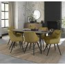 Gallery Collection Vintage Weathered Oak 6 Seater Table & 6 Dali Mustard Velvet Chairs