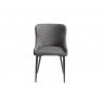 Bentley Designs Cezanne upholstered dining chair with sand black powder coated legs- dark grey faux leather- front on