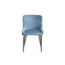 Bentley Designs Cezanne upholstered dining chair with sand black powder coated legs- petrol blue velvet fabric- front on