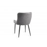 Bentley Designs Cezanne upholstered dining chair with sand black powder coated legs- dark grey faux leather- back angle shot