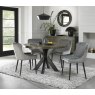 Bentley Designs Ellipse fumed oak 4 seater dining table with 4 Cezanne chairs- grey velvet fabric