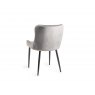 Bentley Designs Cezanne upholstered dining chair with sand black powder coated legs- grey velvet fabric- back angle shot