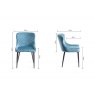 Bentley Designs Cezanne upholstered dining chair with sand black powder coated legs- petrol blue velvet fabric- line drawing