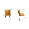 Bentley Designs Cezanne upholstered dining chair with sand black powder coated legs- mustard velvet fabric- line drawing