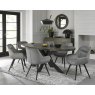 Bentley Designs Ellipse fumed oak 6 seater dining table with 6 Dali chairs- grey velvet fabric