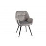 Bentley Designs Dali upholstered dining chair with sand black powder coated legs- grey velvet fabric- front angle shot