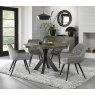 Bentley Designs Ellipse fumed oak 4 seater dining table with 4 Dali chairs- grey velvet fabric