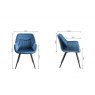 Bentley Designs Dali upholstered dining chair with sand black powder coated legs- petrol blue velvet fabric- line drawing