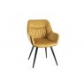Bentley Designs Dali upholstered dining chair with sand black powder coated legs- mustard velvet fabric- front angle shot