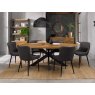 Bentley Designs Ellipse Rustic Oak 6 seater dining table with 6 Cezanne chairs- dark grey faux leather