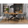 Bentley Designs Ellipse Rustic Oak 6 seater dining table with 6 Cezanne chairs- grey velvet fabric