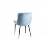 Bentley Designs Cezanne upholstered dining chair with sand black powder coated legs- petrol blue velvet fabric- back angle sh